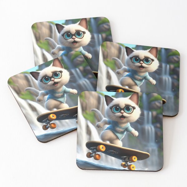 Item preview, A cute Siamese cat is skateboarding in front of the waterfall designed and sold by jotottenham.