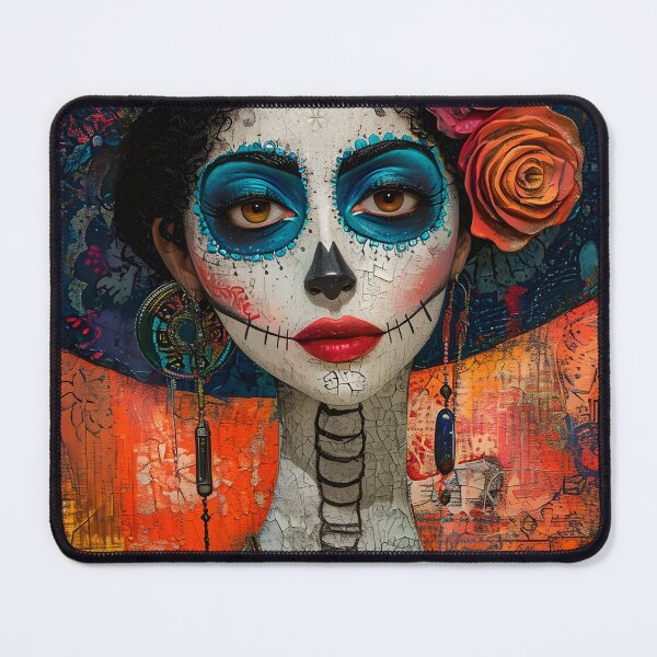 Item preview, Colorful Dia de los Muertos art portrait designed and sold by Artessie.