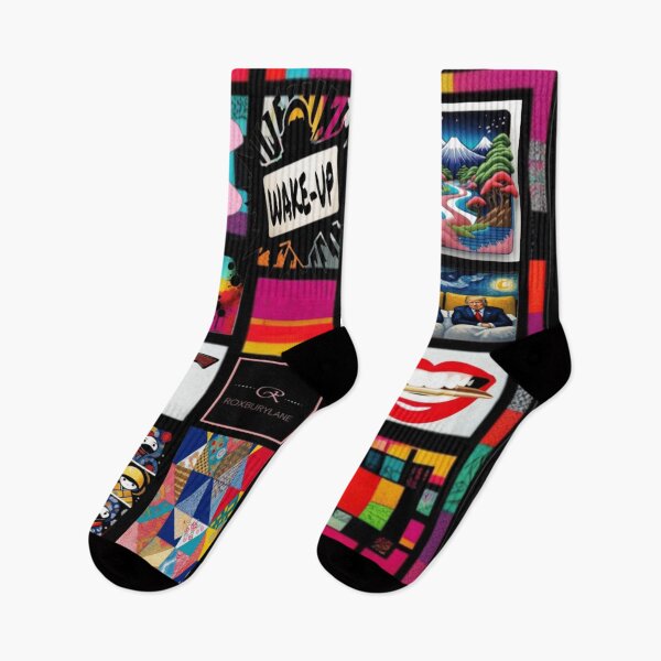 Aperçu de l'œuvre Modèle de courtepointe patchwork pop art créée et vendue par Roxburylane.