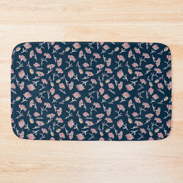 Item preview, Tiny pink flowers with dark blue background  designed and sold by Chirayu1111.
