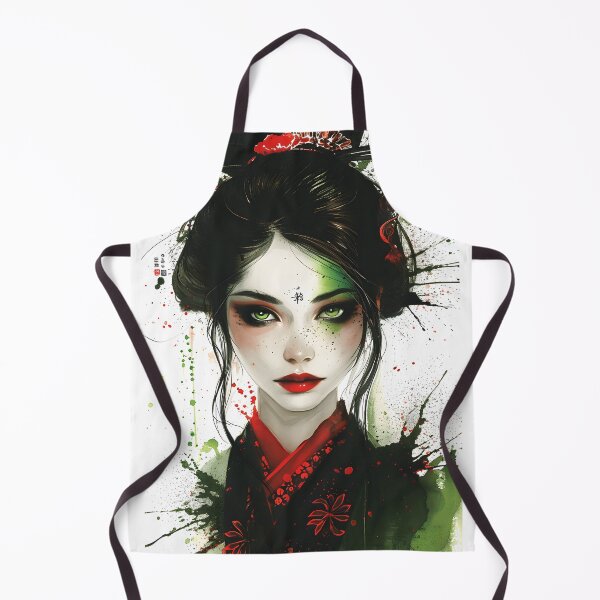 Aperçu de l'œuvre Artistic illustration of a geisha with green eyes créée et vendue par Artessie.