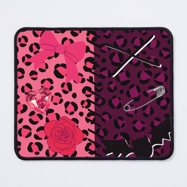 Item preview, Emo Pun y2k Split Pink/Black Leopard Print Stitched Doll Clothes designed and sold by DistractedDraws.