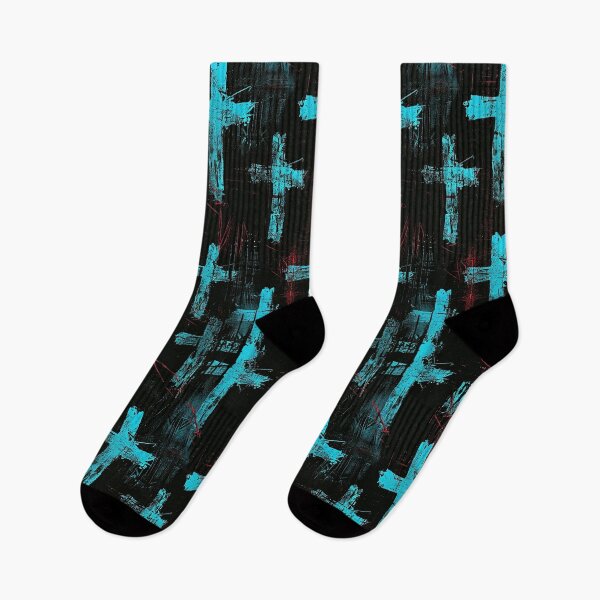 Item preview, Turquoise Crosses on Black - Grungy Pattern Design designed and sold by 33wolvesdesigns.