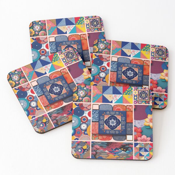 Item preview, Asian inspired Patchwork quilt pattern  designed and sold by Roxburylane.