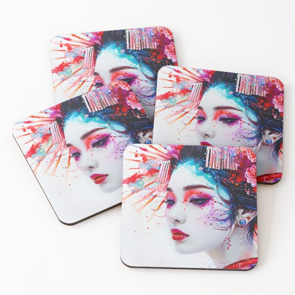 Item preview, Colorful artistic representation of a geisha designed and sold by Artessie.