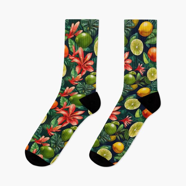 Item preview, Tropical Floral Lime&Lemon Leaves Citrus Patterns designed and sold by MindWave THC.
