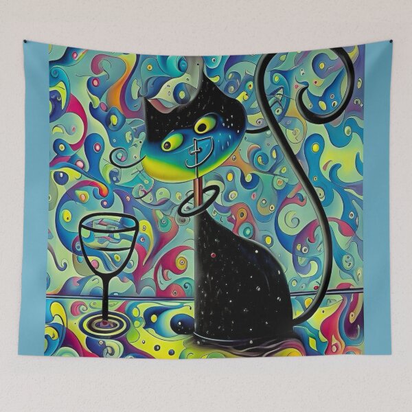 Item preview, Surrealville Cat with a Glass designed and sold by ArtbyMikkiC.