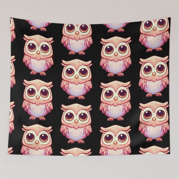 Item preview, Sweet Cute Little Snowy Barred Owl Pink Style Kawaii Big Eyes Night Life  designed and sold by Cr320.