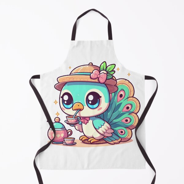 Item preview, Kawaii Peacock With A Teacup And Saucer Drinking Tea designed and sold by CanvasCutie.