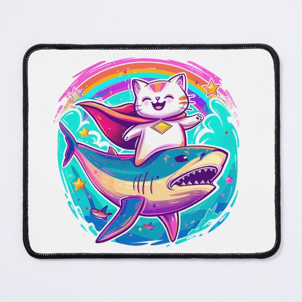Item preview, Cat Riding Shark Rainbow Shirt designed and sold by PeelZinc.