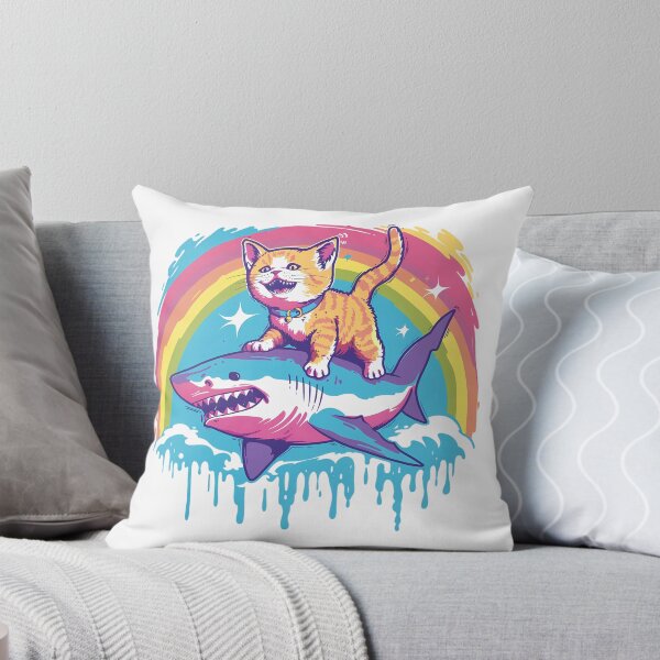 Item preview, Cat Riding Shark Rainbow Shirt designed and sold by PeelZinc.