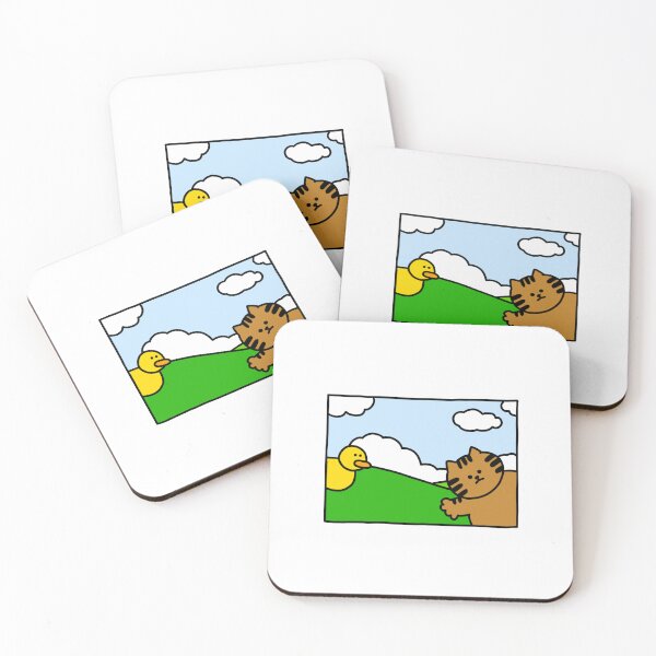 Item preview, a Cat and a Duck on the wallpaper designed and sold by superbaechoo.