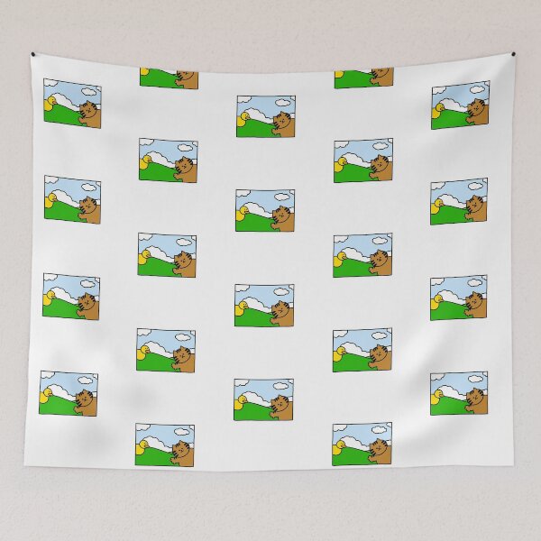 Item preview, a Cat and a Duck on the wallpaper designed and sold by superbaechoo.