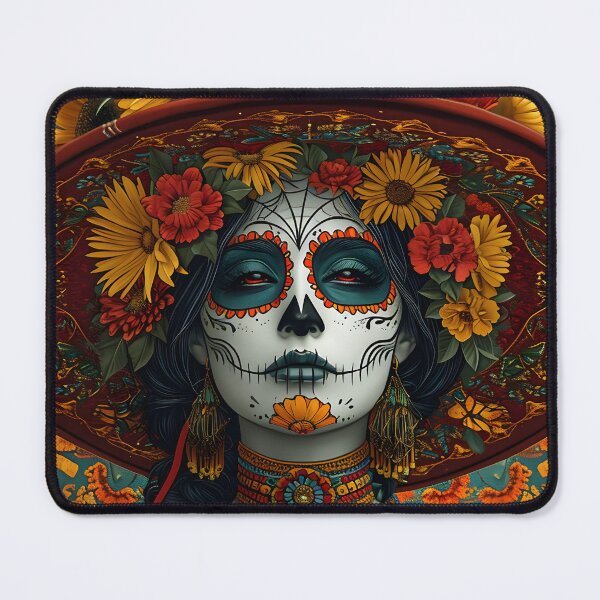 Item preview, Colorful Dia de los Muertos art portrait designed and sold by Artessie.