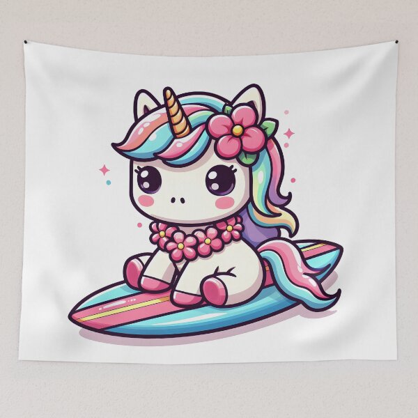 Item preview, Kawaii Adorable Unicorn: A Flower Lei designed and sold by CanvasCutie.