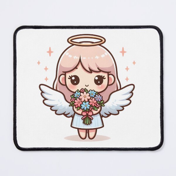 Item preview, Kawaii Blithe Angel With Bouquet Of Flowers designed and sold by CanvasCutie.