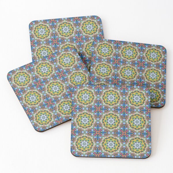 Item preview, Colourful Geometric repeating pattern in blue, yellow and red. designed and sold by PrettyPinkSkies.