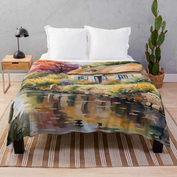Item preview, Thatched Cottage by the River - Countryside Scenes designed and sold by Country-Artist.