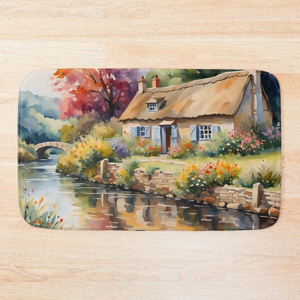 Item preview, Thatched Cottage by the River - Countryside Scenes designed and sold by Country-Artist.