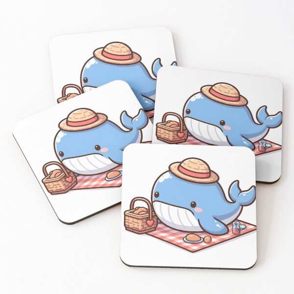 Item preview, Kawaii Whale Going On A Picnic Wearing A Picnic Hat designed and sold by CanvasCutie.