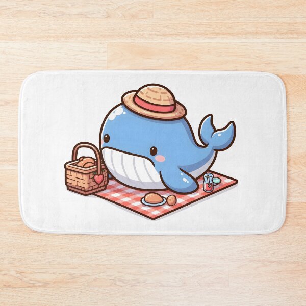 Item preview, Kawaii Whale Going On A Picnic Wearing A Picnic Hat designed and sold by CanvasCutie.