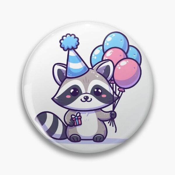 Item preview, Kawaii Raccoon With Party Hat designed and sold by CanvasCutie.
