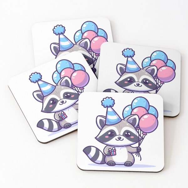 Item preview, Kawaii Raccoon With Party Hat designed and sold by CanvasCutie.