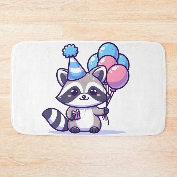 Item preview, Kawaii Raccoon With Party Hat designed and sold by CanvasCutie.