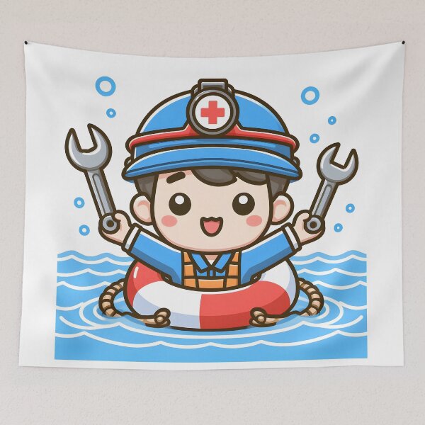 Item preview, Kawaii Mechanic: Wearing A Lifebuoy designed and sold by CanvasCutie.