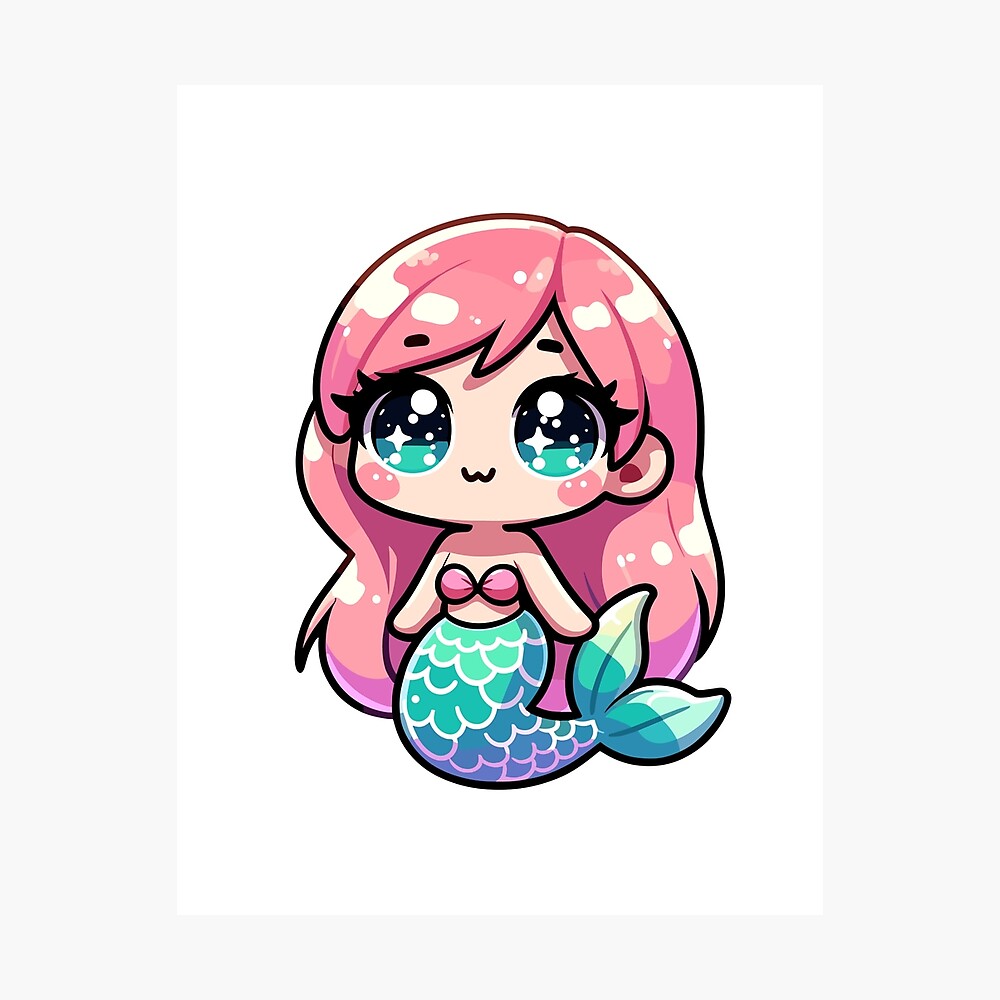 Chibi Kawaii Mermaid Poster
