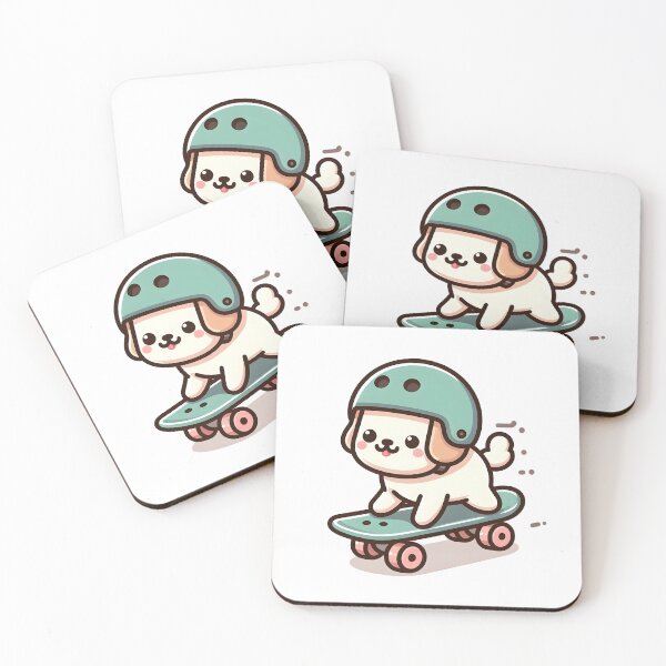Item preview, Kawaii Dog Riding Skateboard designed and sold by CanvasCutie.