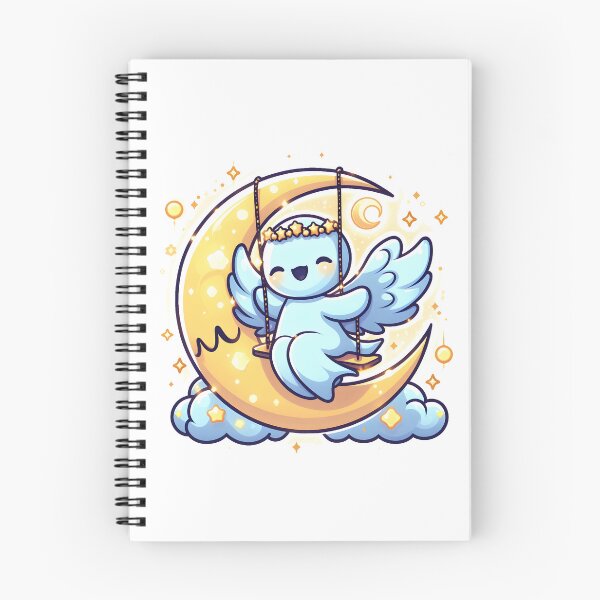 Item preview, Kawaii Luminous Banshee With Celestial Headband Swinging On A Crescent Moon designed and sold by CanvasCutie.