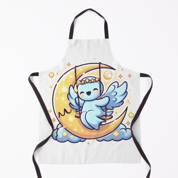 Item preview, Kawaii Luminous Banshee With Celestial Headband Swinging On A Crescent Moon designed and sold by CanvasCutie.