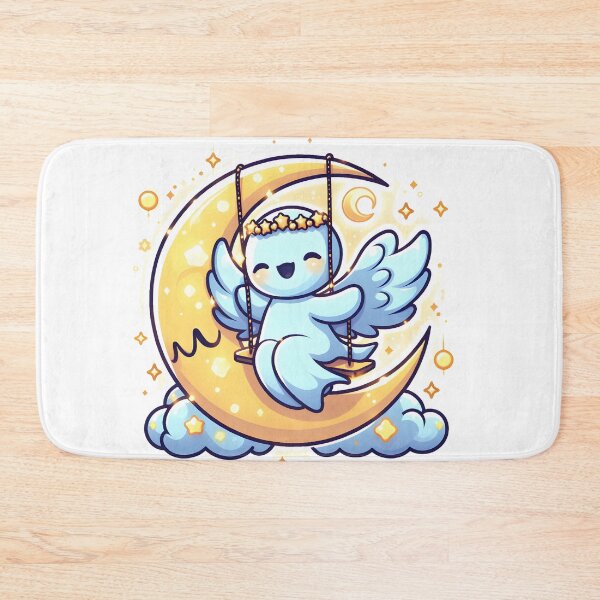 Item preview, Kawaii Luminous Banshee With Celestial Headband Swinging On A Crescent Moon designed and sold by CanvasCutie.
