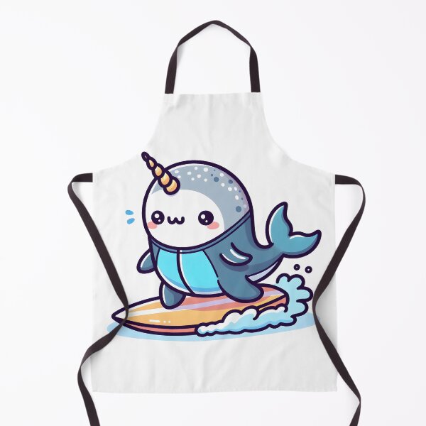 Aperçu de l'œuvre Narval Kawaii : une combinaison et une planche de surf créée et vendue par CanvasCutie.
