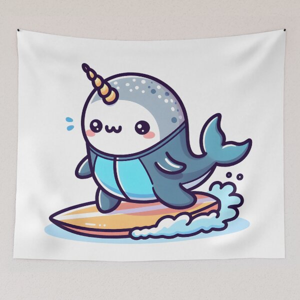 Item preview, Kawaii Narwhal: A Wetsuit And Surfboard designed and sold by CanvasCutie.