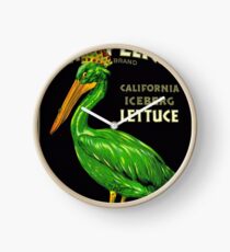 Reloj King Pelican California Lettuce - Vintage Produce Anuncio de póster