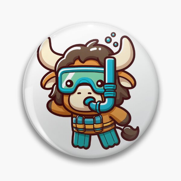 Item preview, Kawaii Curious Minotaur With Snorkel And Goggles designed and sold by CanvasCutie.