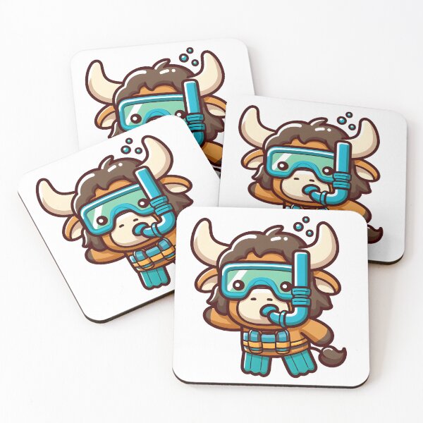 Item preview, Kawaii Curious Minotaur With Snorkel And Goggles designed and sold by CanvasCutie.