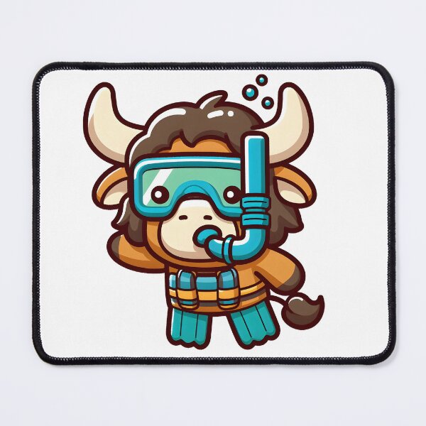 Item preview, Kawaii Curious Minotaur With Snorkel And Goggles designed and sold by CanvasCutie.