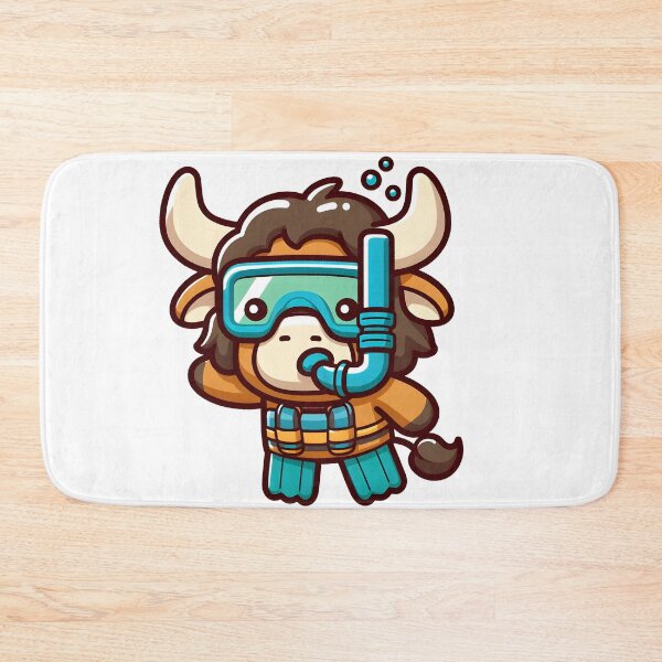 Item preview, Kawaii Curious Minotaur With Snorkel And Goggles designed and sold by CanvasCutie.