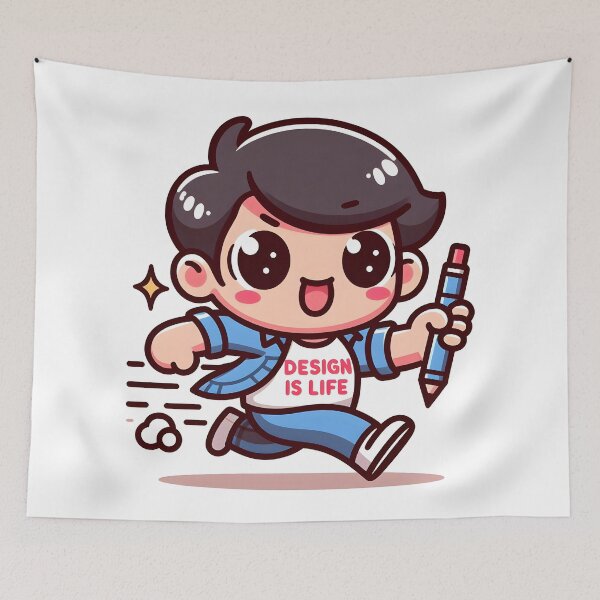 Item preview, Kawaii Graphic Designer Wearing A T-Shirt With 'Design Is Life' Print designed and sold by CanvasCutie.