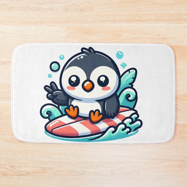 Item preview, Kawaii Puffin With Surfboard designed and sold by CanvasCutie.