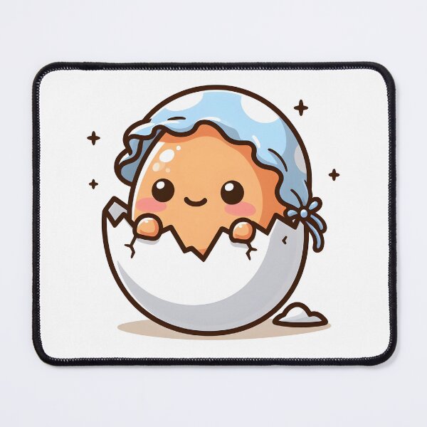 Item preview, Kawaii Egg Peeking Out Of A Cracked Shell Wearing A Baby Bonnet designed and sold by CanvasCutie.