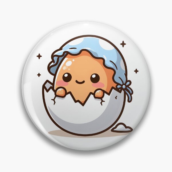 Item preview, Kawaii Egg Peeking Out Of A Cracked Shell Wearing A Baby Bonnet designed and sold by CanvasCutie.