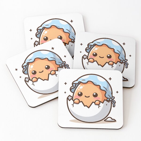 Item preview, Kawaii Egg Peeking Out Of A Cracked Shell Wearing A Baby Bonnet designed and sold by CanvasCutie.