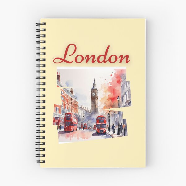 Item preview, Watercolour London autumn, fall,  Big Ben, phone, red bus doubledecker designed and sold by Coolparrotgirl.