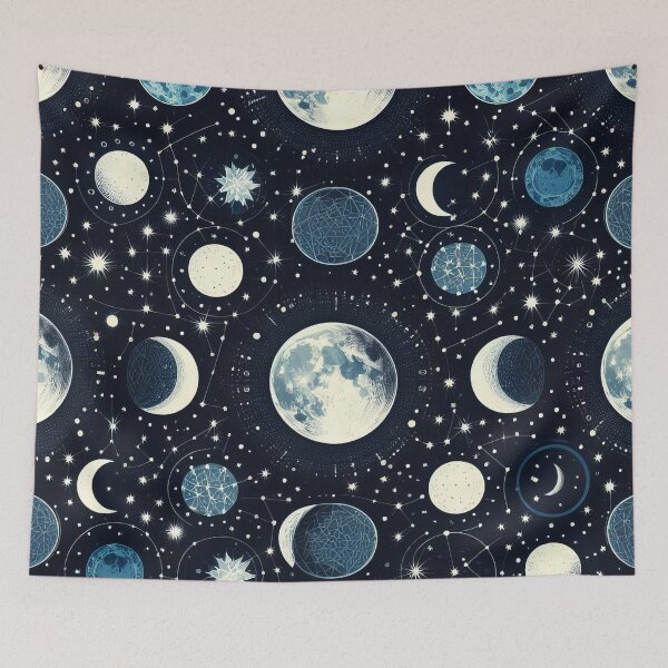 Item preview, Celestial Dance Moons and Stars in Midnight Symphony designed and sold by ArtComixHaven.