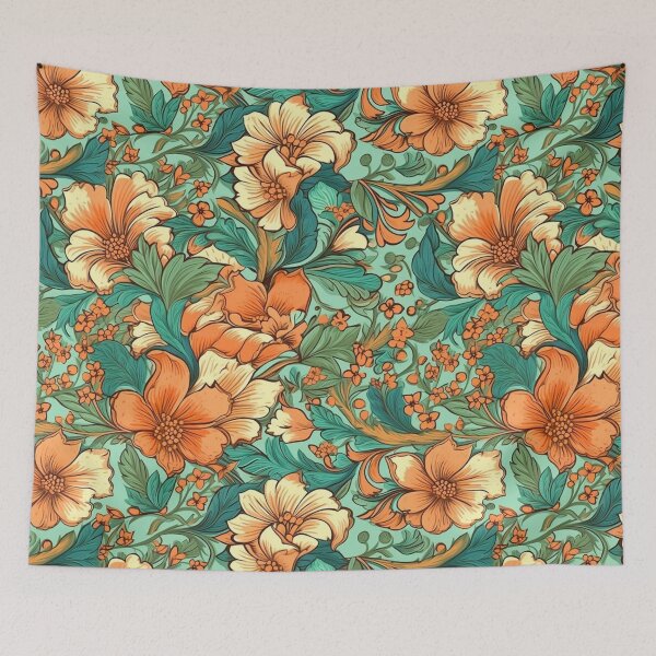 Item preview,  Green and Orange Chinoiserie designed and sold by YourPattern.