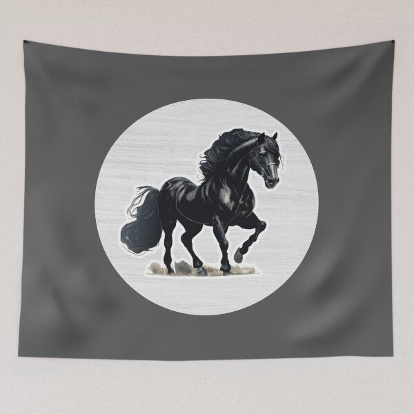 Item preview, Friesian Horse Watercolor Drawing designed and sold by LivingColorful.